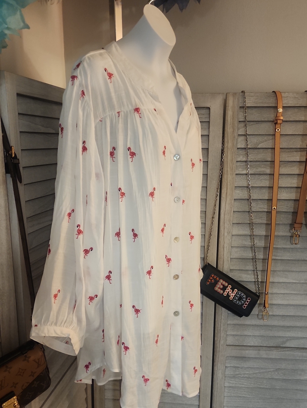 Hope Springs Brand Flamingo Embroided Blouse - Picture 5 of 8
